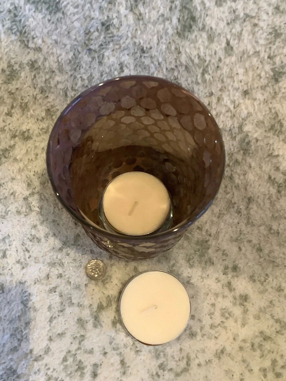 Brown Glass Moroccan Bohemian Romantic Candle Hurricane with 2 xl votives NWT